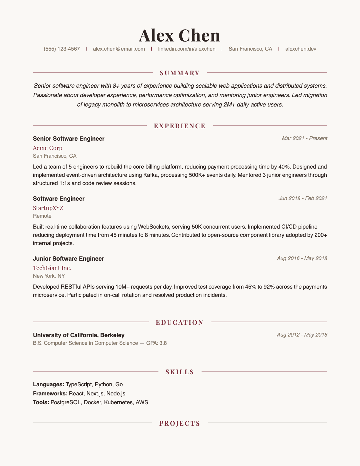 Elegant resume template