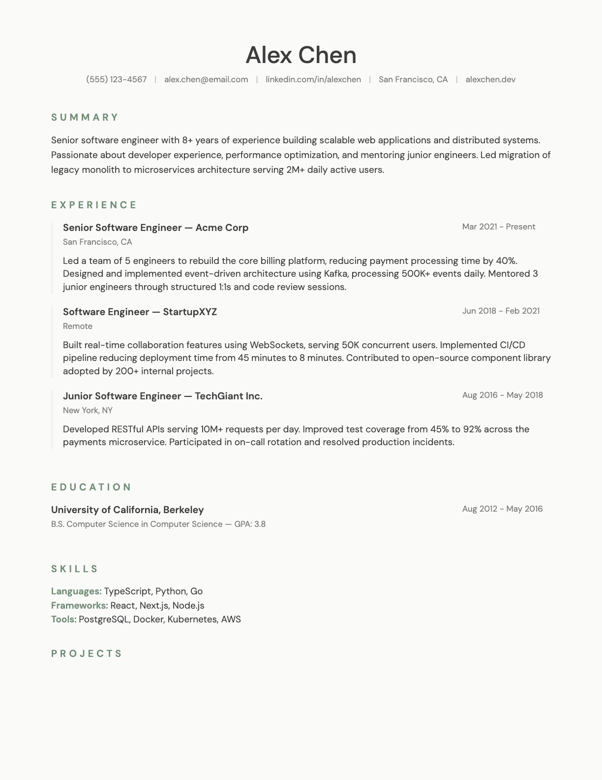 Nordic resume template